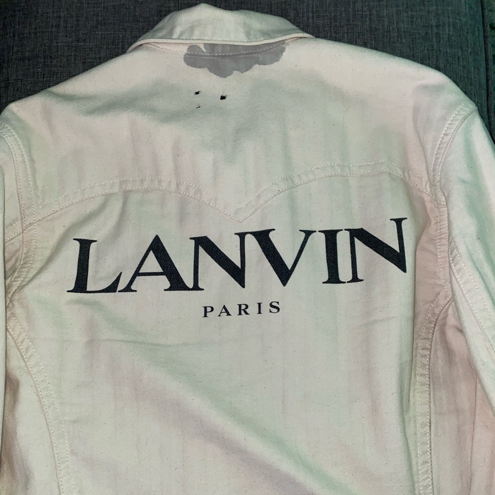 Lanvin gallery dept. denim jacket with paint marks.